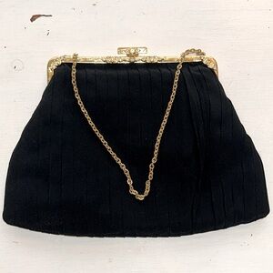 Gorgeous vintage evening bag with gold/rhinestone accents